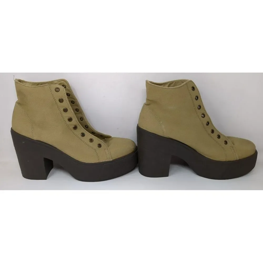 Vintage Bakers‎ Y2K Chunky Platform Heel Boots Shoes Canvas Women's Size 9 Italy